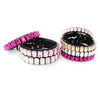 A set of glittering rhinestone dog collars featuring pink and clear crystal accents.