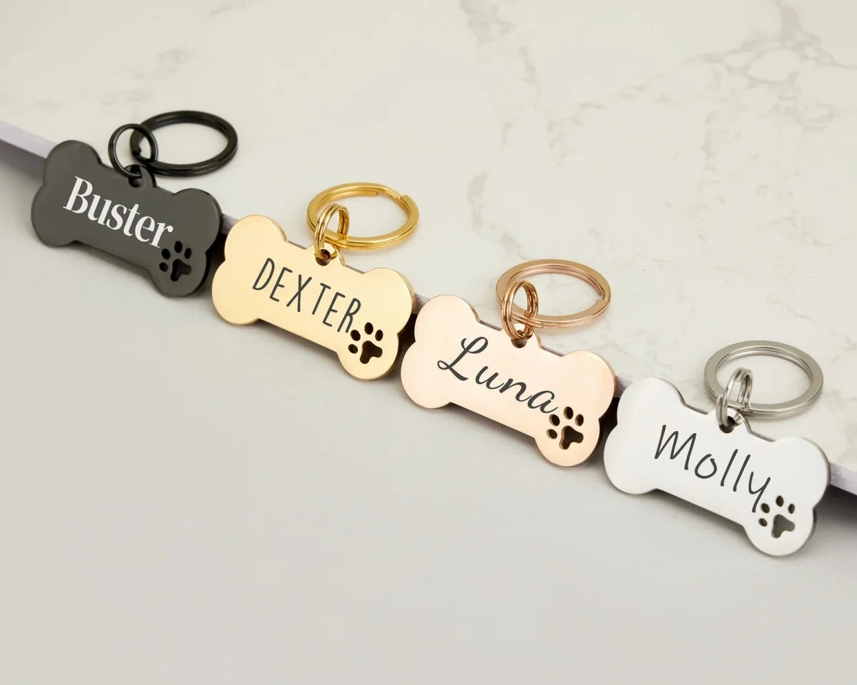 Personalized Stainless Steel Bone-Shaped Dog ID Tag
