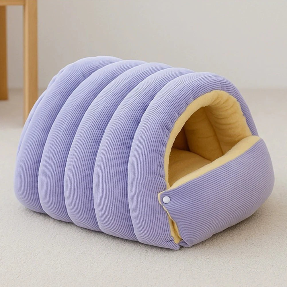 Cozy Plush Cat Cave Bed with Removable Washable Cover