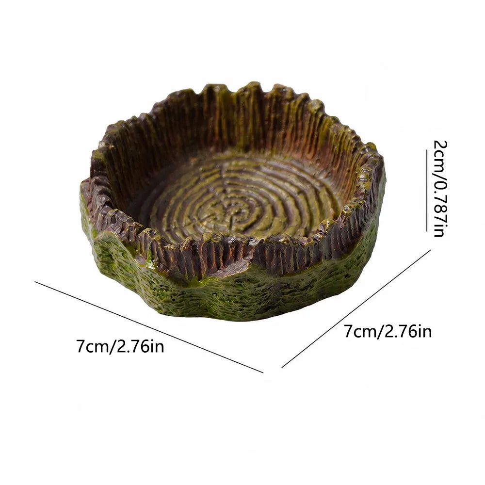 Reptile Feeding and Water Bowl with Natural Tree Stump Design