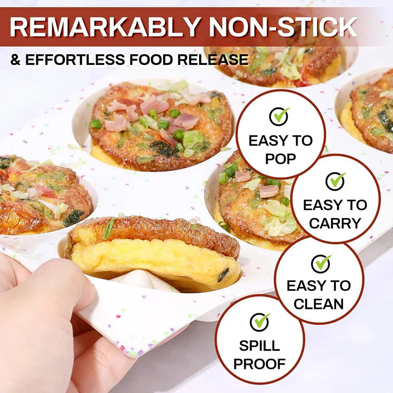 Non-Stick Silicone Egg & Muffin Molds for Breakfast Sandwiches and Tart Baking