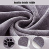 Close-up view of a soft gray pet bath towel showing visible quality details and texture.
