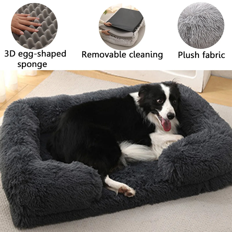Cama de Plush Ortopédica para Perros con Borde