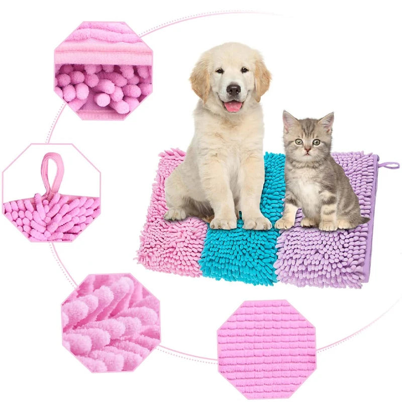 Ultra-Absorbent Chenille Pet Bath Towel with Massage Effect