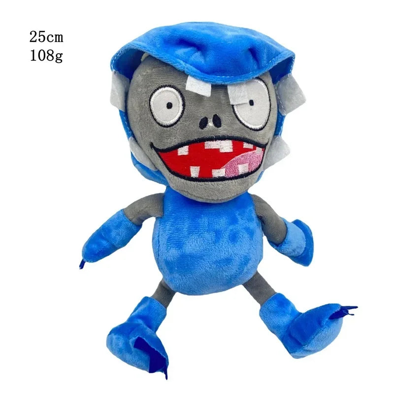 A blue Gargantuar plush toy with gray skin and red teeth, measuring 25cm and weighing 108g.