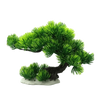 Lifelike artificial aquarium plant shaped like a vibrant green pine tree