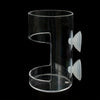 Clear plastic aquarium fish feeder ring with two white feeding nozzles
