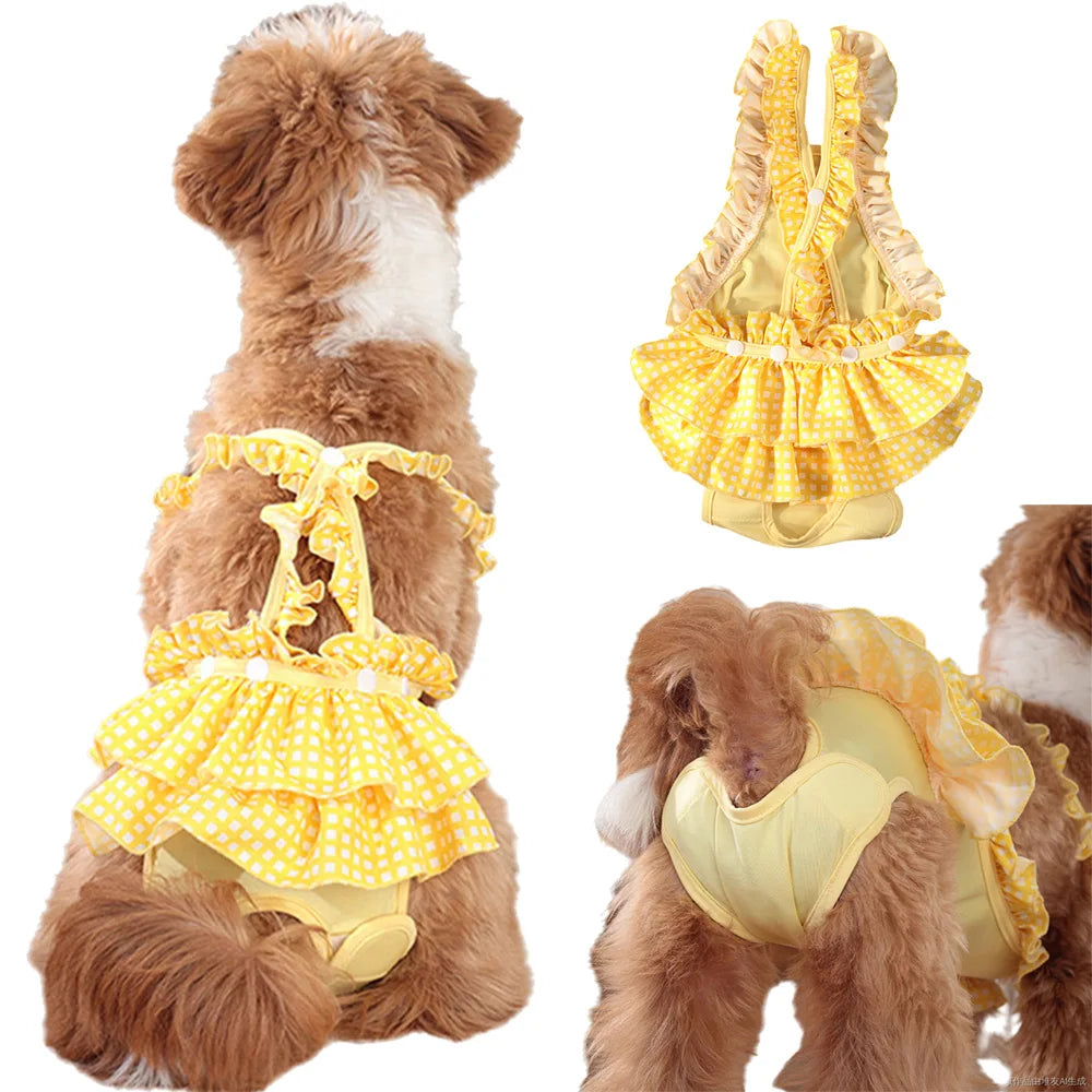 Cute Printed Reusable Dog Diaper Pants for Small Breeds