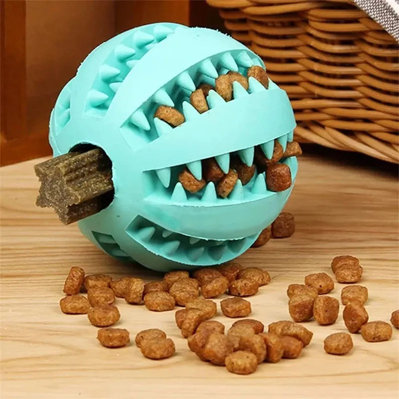 Interactive Rubber Dog Toy Ball with Treat Dispenser