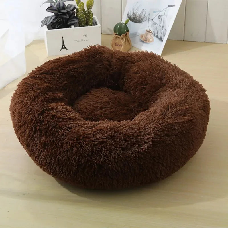 Plush Donut Pet Bed with Raised Edge