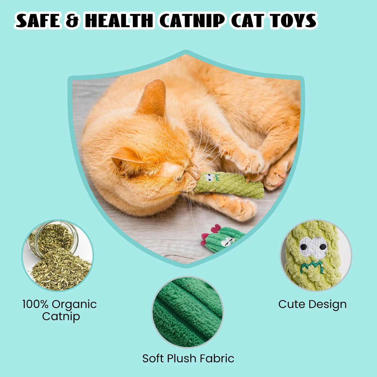 Organic Catnip-Filled Cactus Cat Toys (Set of 5)