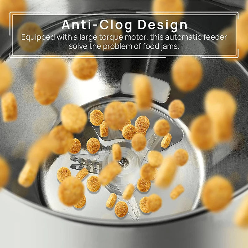 Dispensador automático inteligente para mascotas con cuenco de acero inoxidable