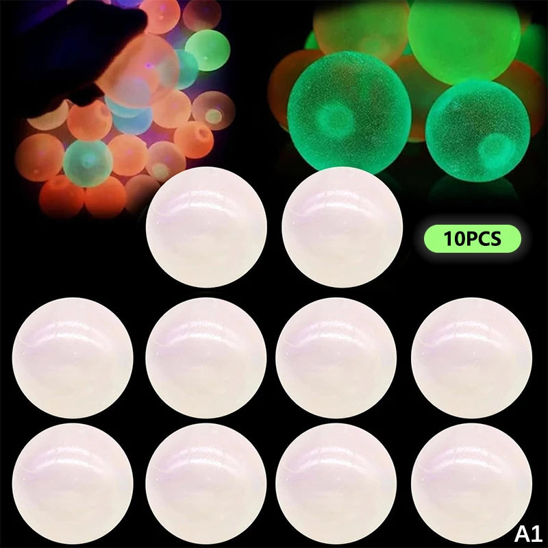 A set of 10 glow-in-the-dark sticky sensory balls used for ceiling and wall decorations.