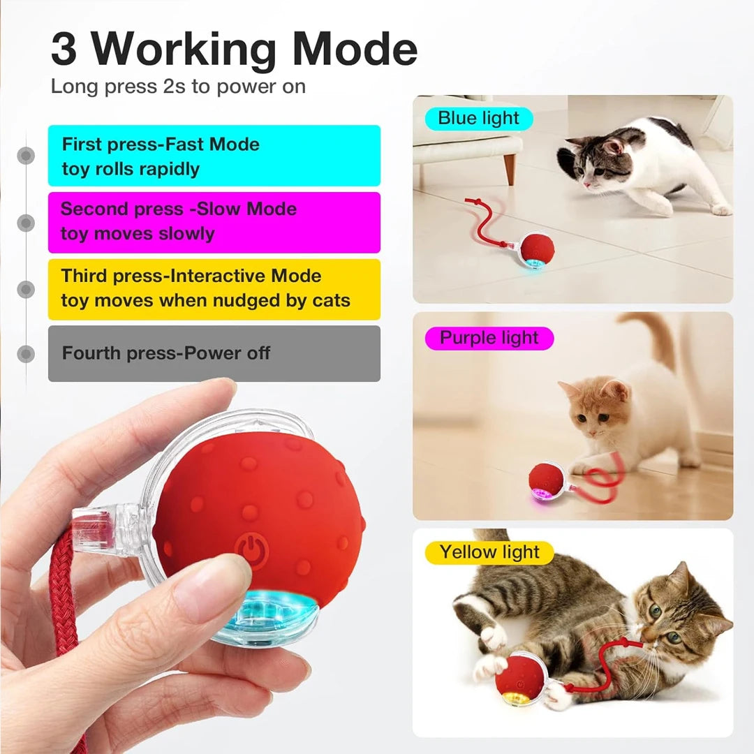 Interactive Chirping Cat Toy Ball with Motion Activation