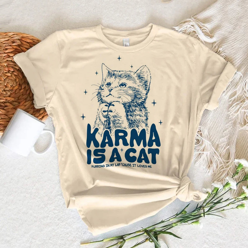 Camiseta Gráfica de Gato Neko para Mujer