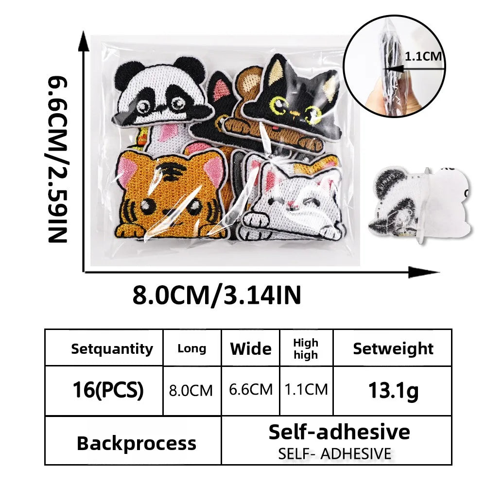 Cat Embroidered Iron-On Patch – Cute Pocket-Sized Appliqué for Clothing & Crafts