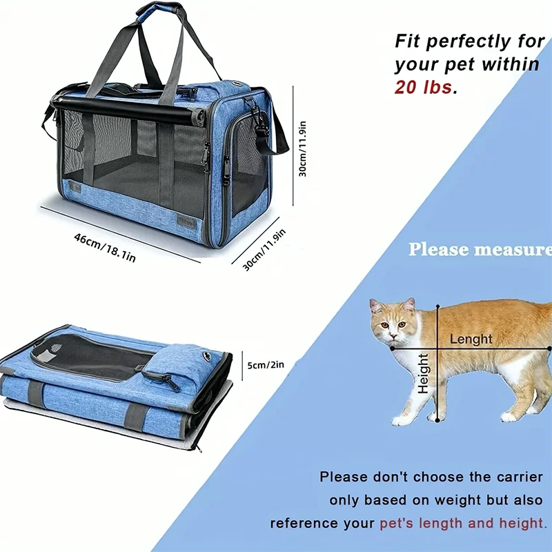 Breathable Mesh Cat & Small Dog Travel Carrier Bag