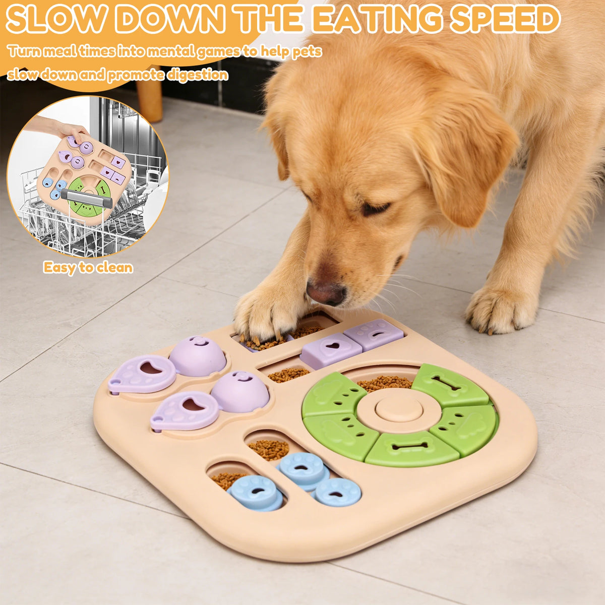 Interactive Dog Puzzle Toy with Non-Slip Base for Mental Stimulation and Slow Feeding
