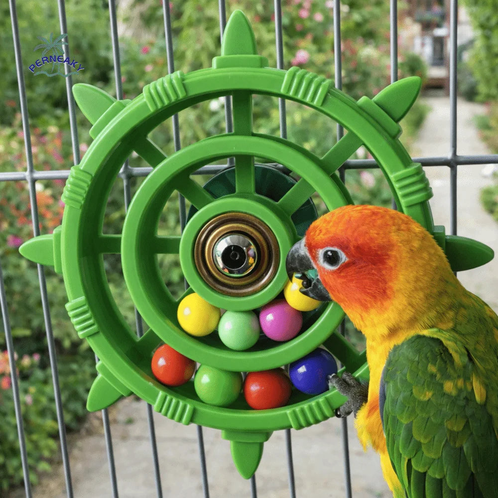 Parrot Spinner Rattle Toy with Colorful Beads
