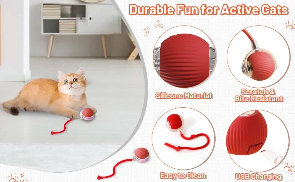 Automatic Interactive Rolling Cat Toy with Bird Sounds