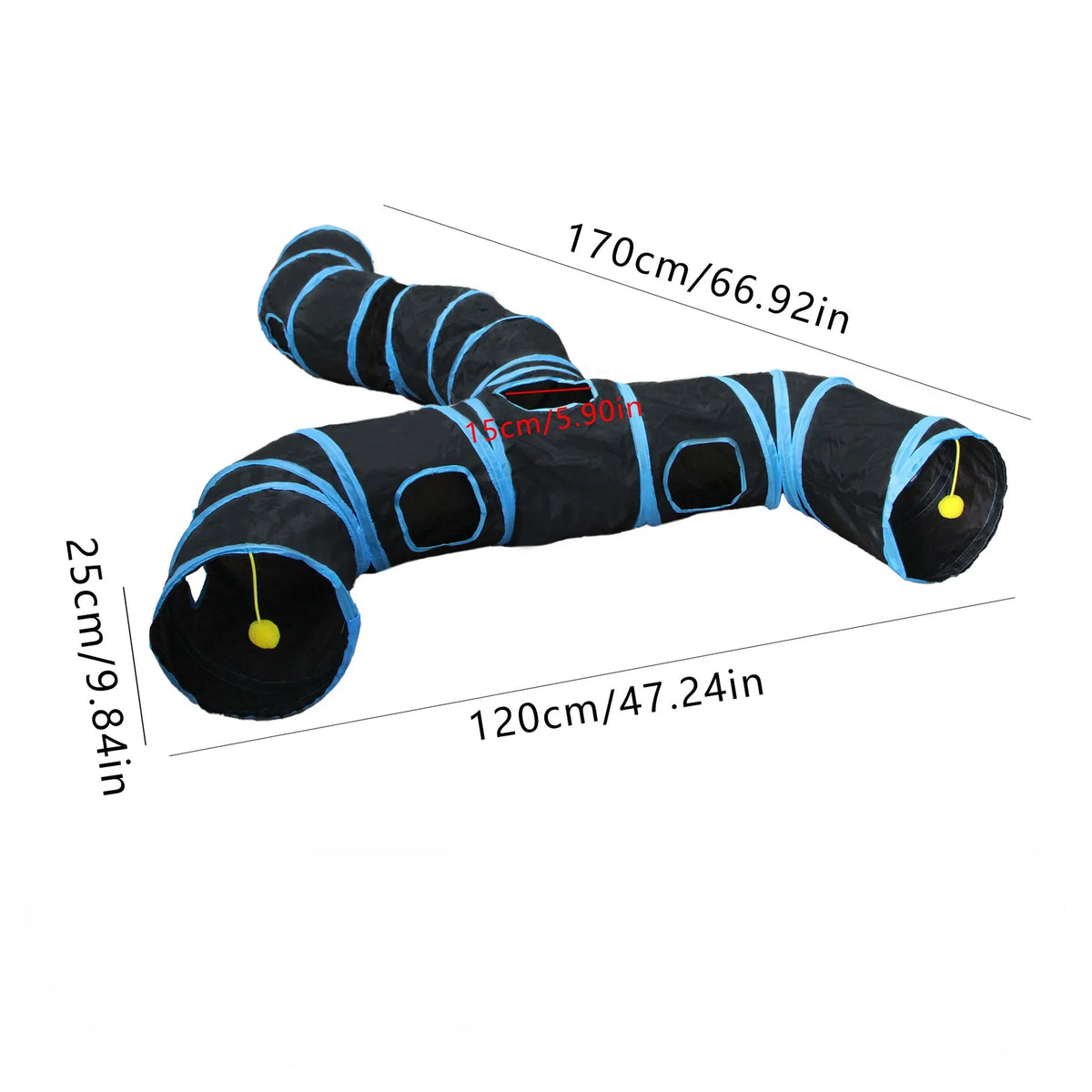 Foldable Cat Play Tunnel with S-Shaped Design
