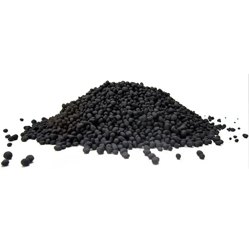 A pile of black aquarium substrate gravel.