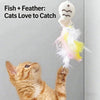 360° Rotating Feather Cat Teaser Wand with Bell