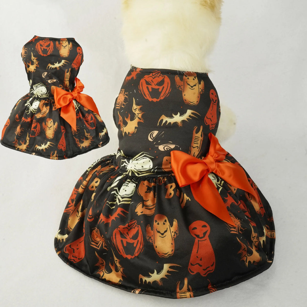 Spooky Pet Princess Costume with Skull Print and Tulle Skirt