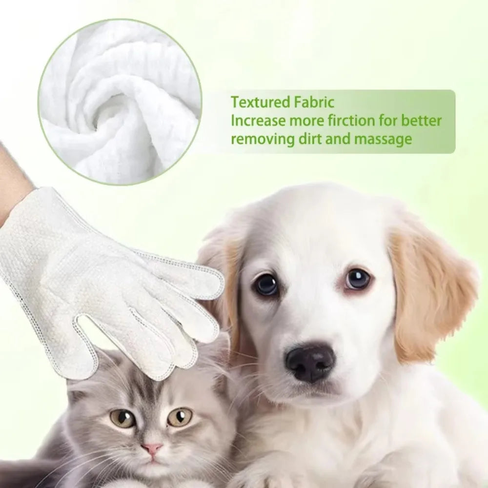 Gentle Pet Grooming Gloves with Disposable Wipes (6-Pack)