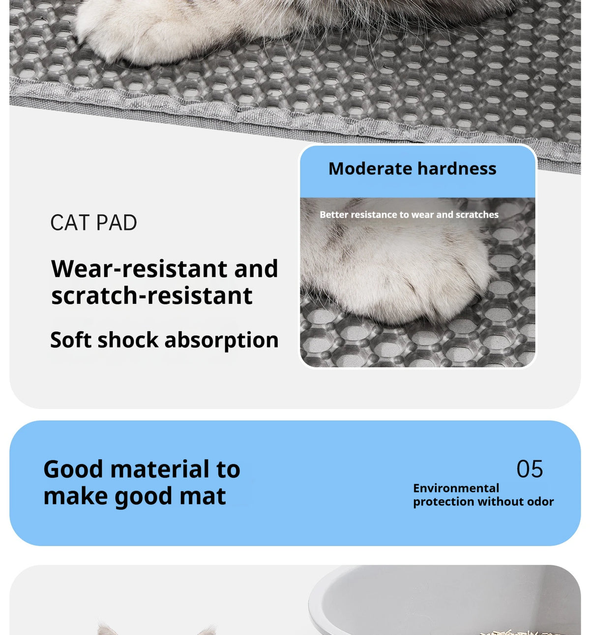 Waterproof Double-Layer Cat Litter Mat with Non-Slip Base