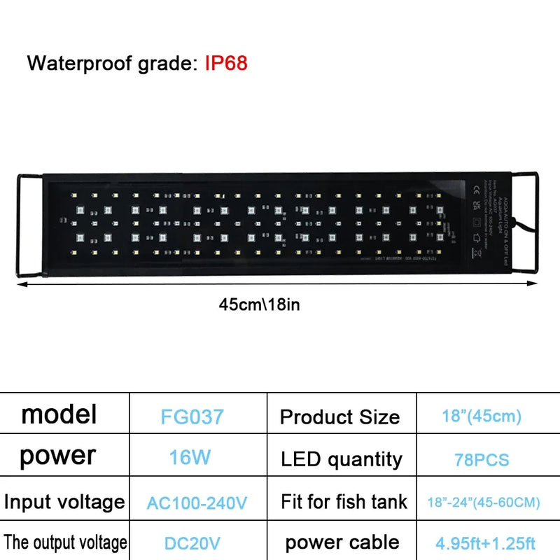 Lampe LED Aquarium Plein Spectre avec 8 Modes d'Éclairage
