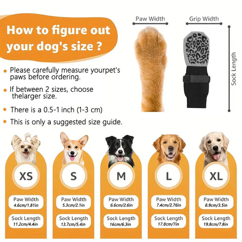 Anti-Slip Dog Socks with Strong Grip — 4-Pack