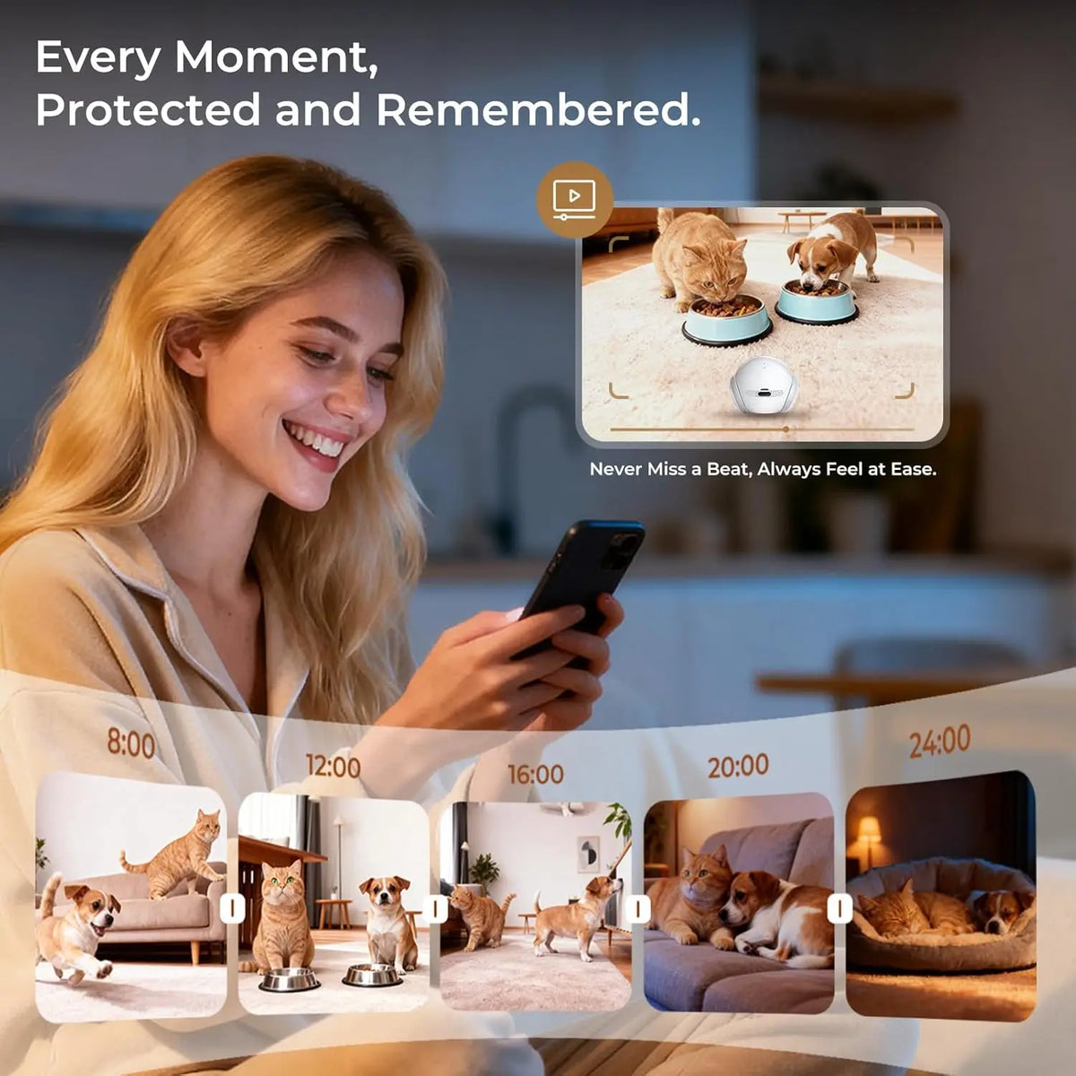 Smart Pet Robot Camera with 360° Movement and Two-Way Audio