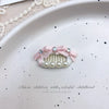 Pink Bow Pet Hair Clip with Rhinestone & Pearl Accents