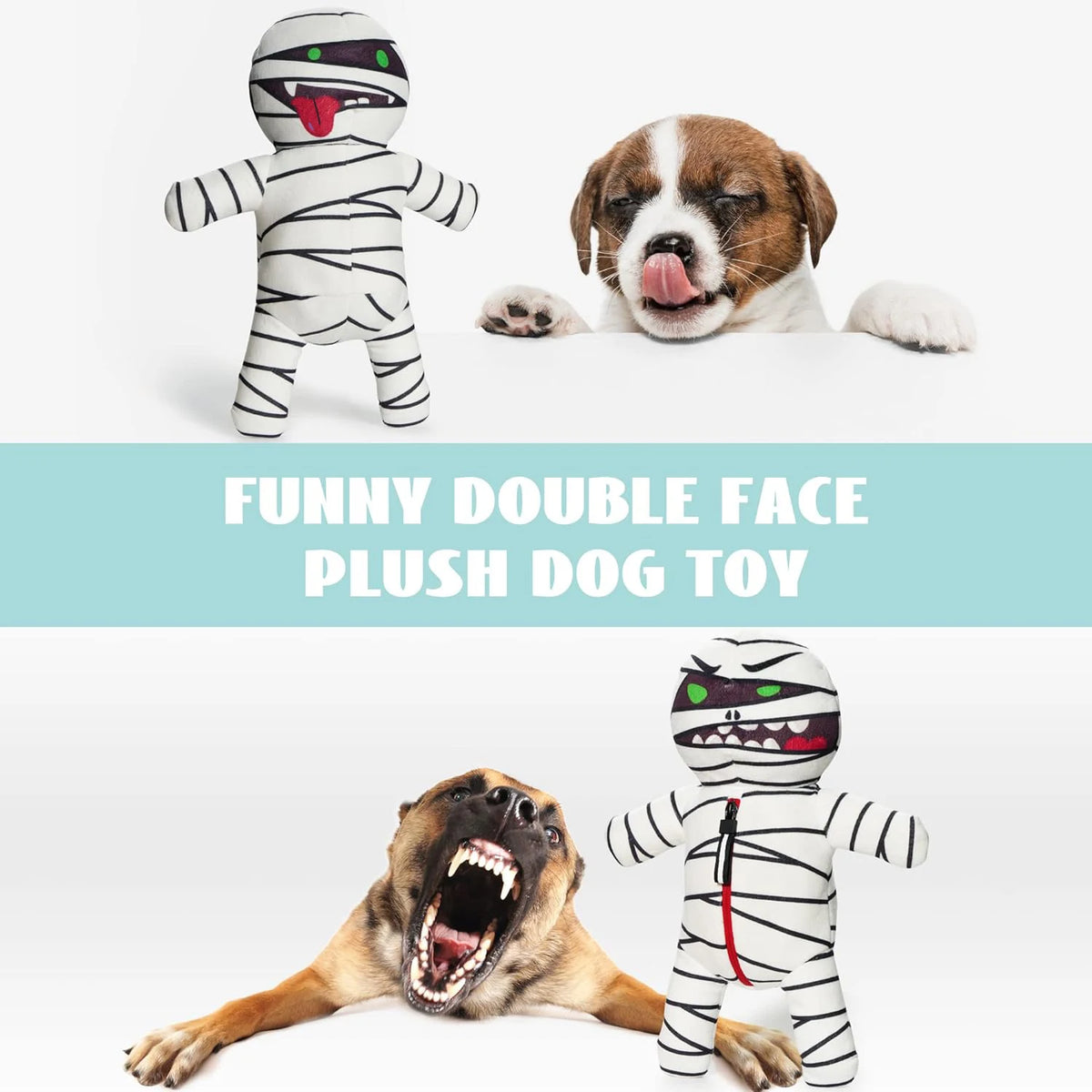 Zombie Mummy Dog Toy with 8 Squeaky Organs