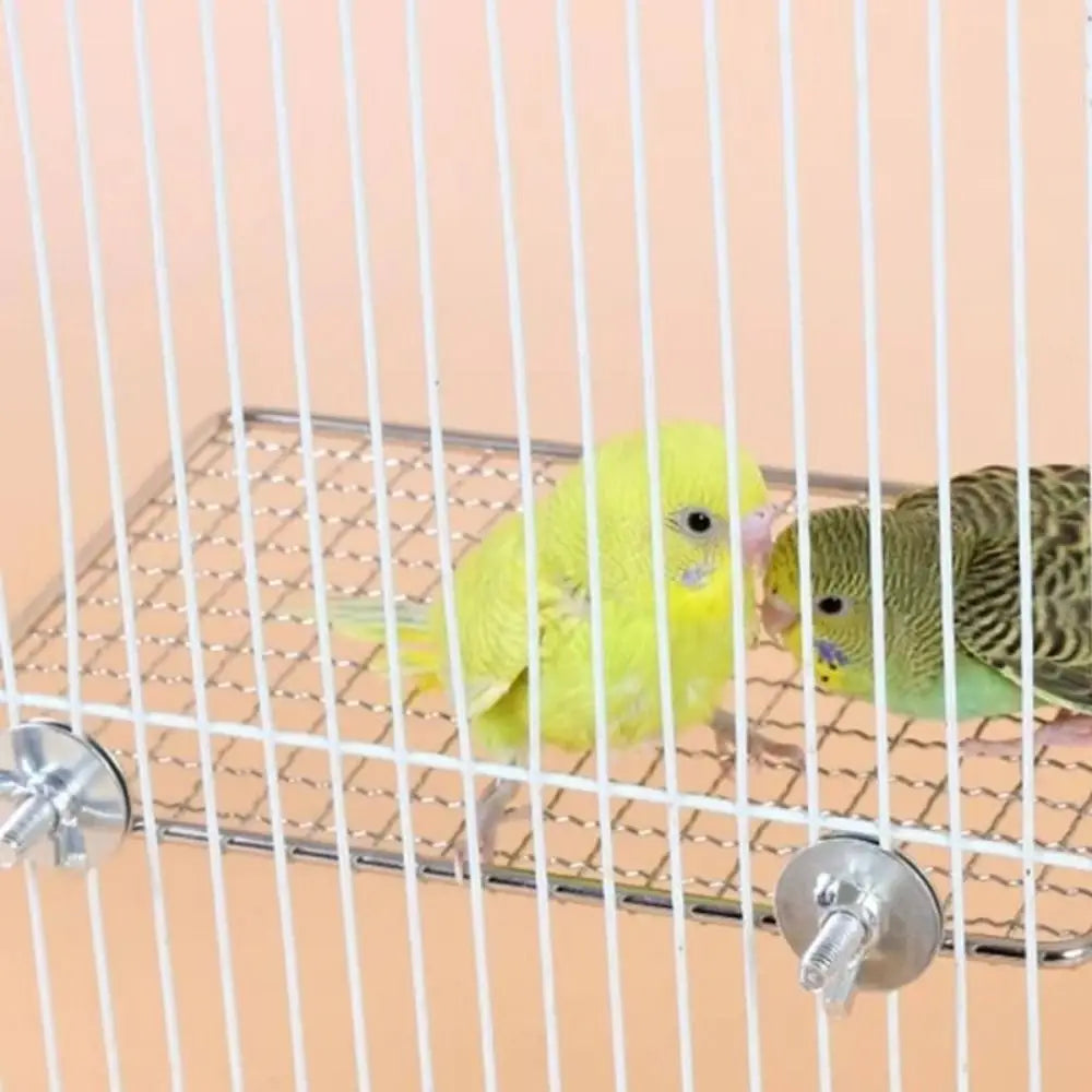 Stainless Steel Bird Perch Platform with Secure Cage Mount