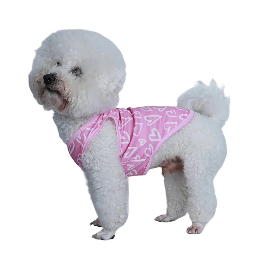 Breathable Heart-Print Pet Vest for Dogs & Cats