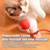 Eine Katze interagiert mit einem roten Silikon-Rollspielzeug für Haustiere, das gegen Zerknirschung und Herabfallen resistent