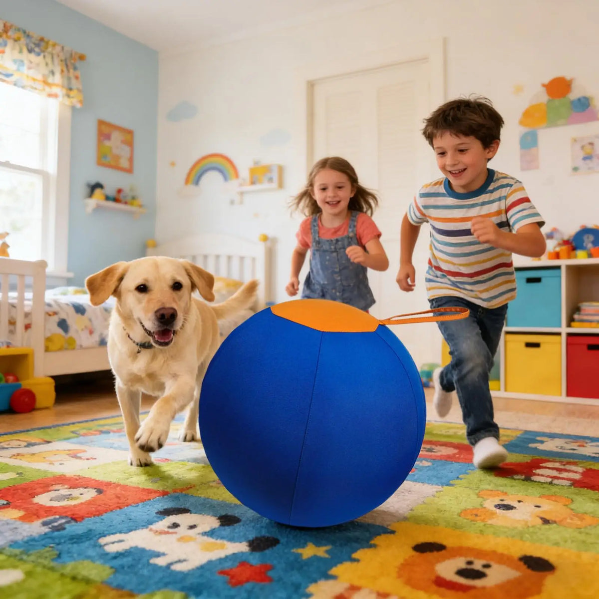 Interactive Large Dog Ball with Wrist Strap
