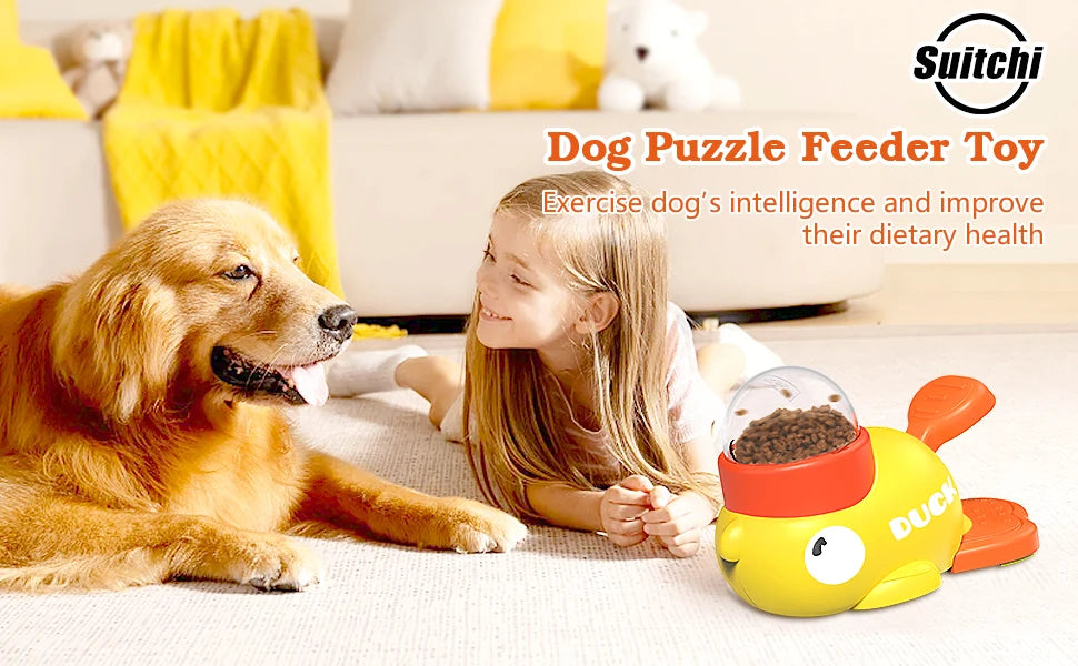 Interactive Treat Dispenser Dog Toy – Cute Yellow Duck Puzzle Feeder