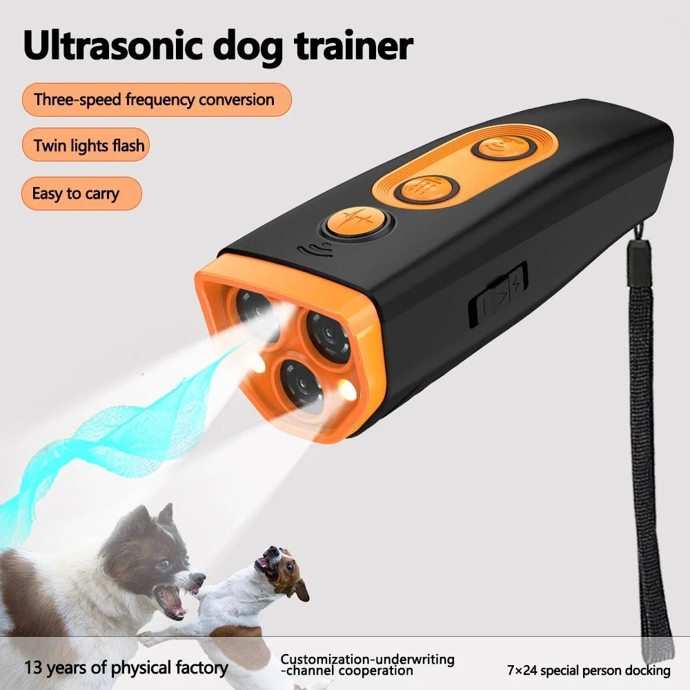 Rechargeable Ultrasonic Dog Deterrent with LED Flashlight