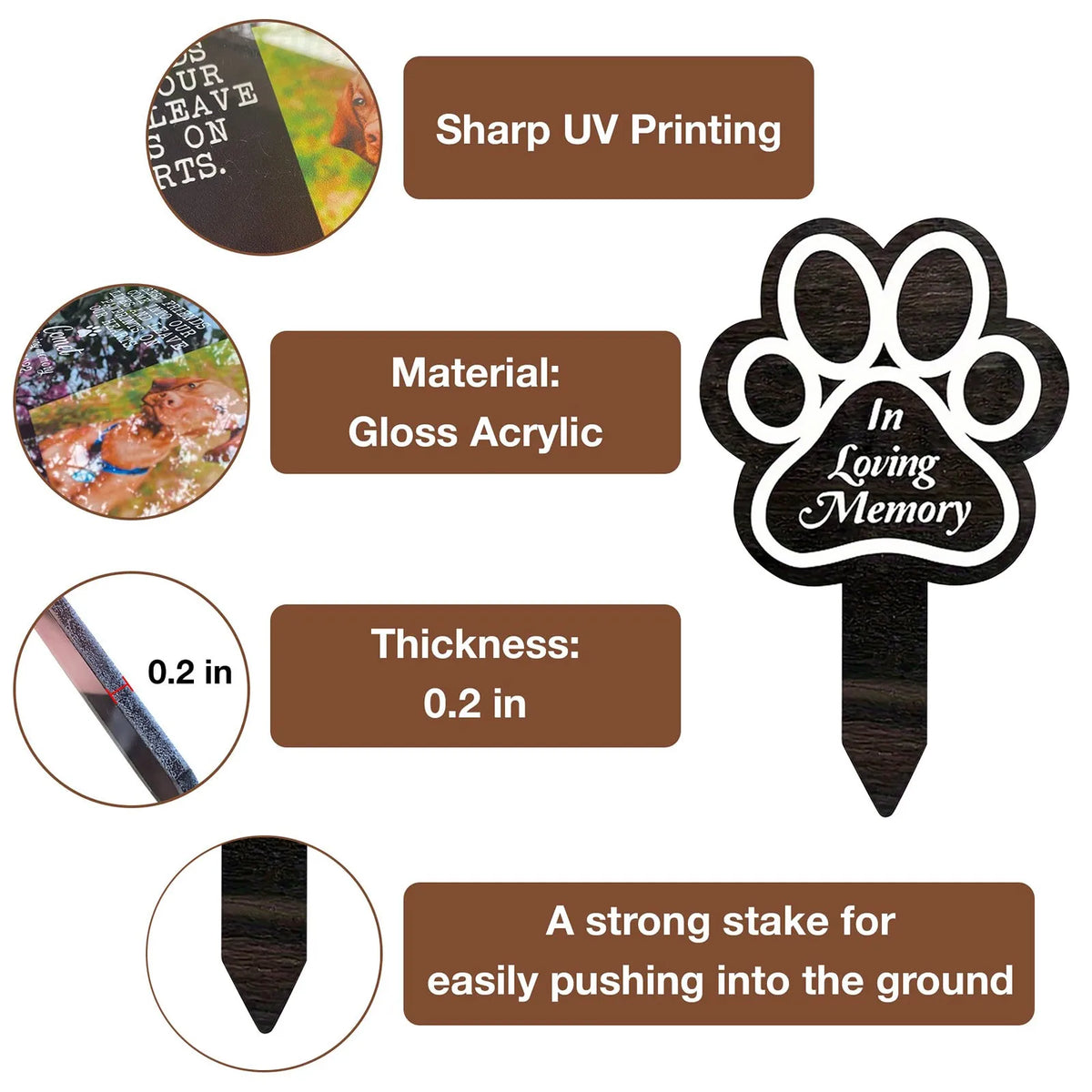 Wooden Pet Memorial Garden Stake with Paw Print