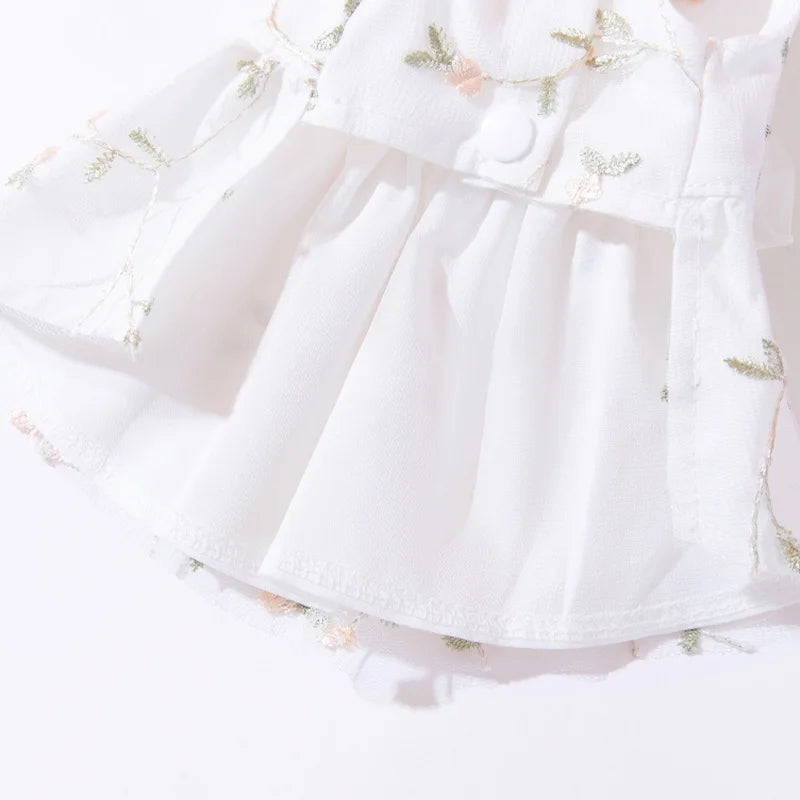 Princess-Style Dog Dress with Bow and Butterfly Skirt