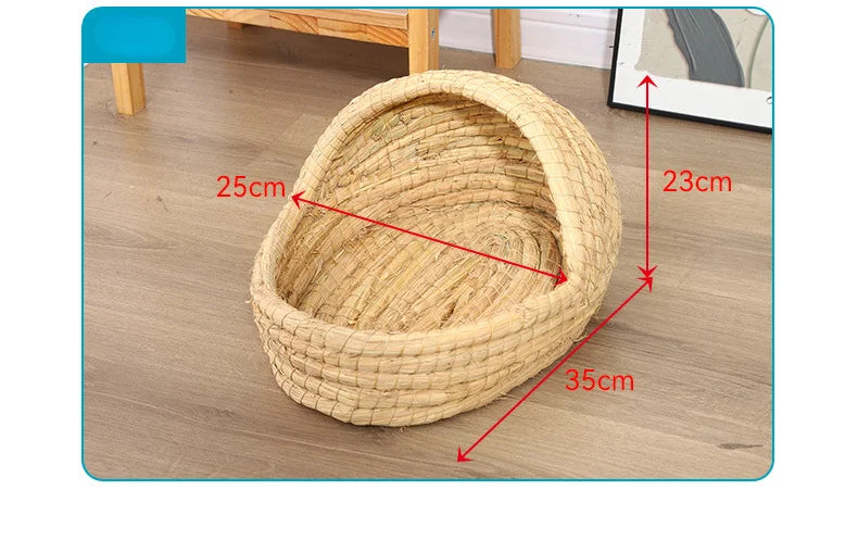 Handwoven Natural Straw Rabbit Grass Mat for Small Pets