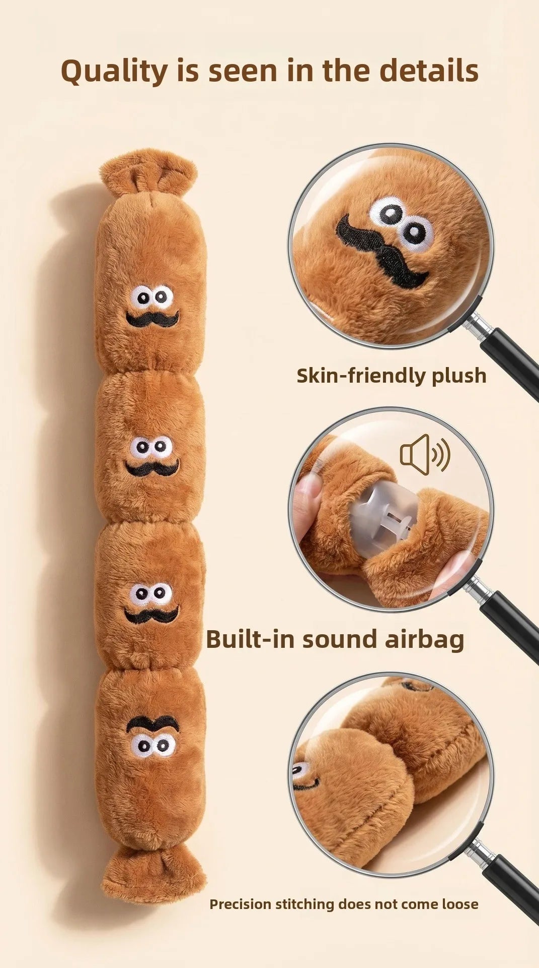 Squeaky Sausage Plush Chew Toy for Dogs