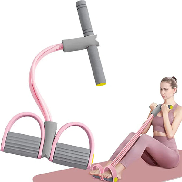 4-Tube Resistance Bands with Handles and Foot Pedals for Full-Body Strength Training