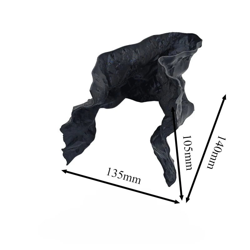 A dark gray 3D rock cave aquarium ornament with natural terrain design shown from the side.