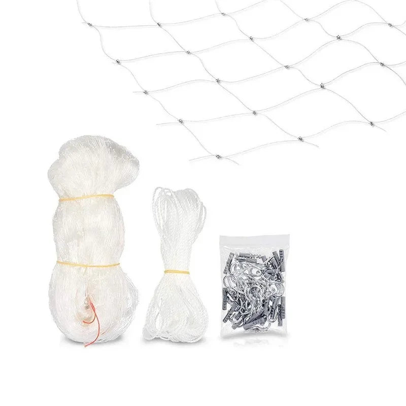 White cat window safety net mesh and loose white fluff for pet use