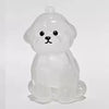 Figurine transparente et délicate d'un chien mignon, conçue comme porte-clés pour cheveux.