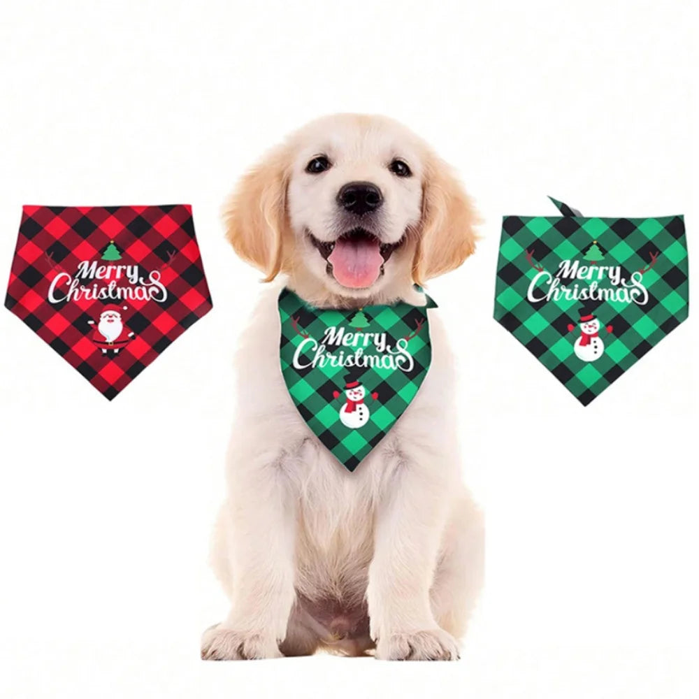 Christmas Triangle Dog Bandana Scarf with Adjustable Fit